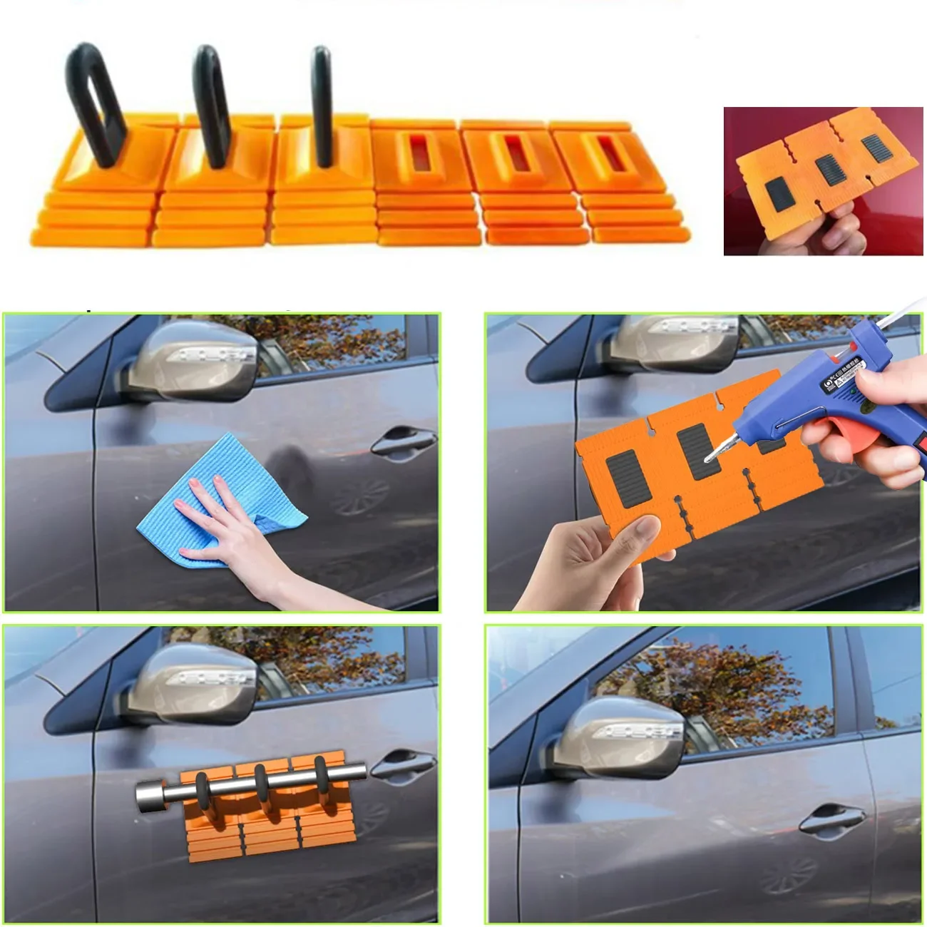 Car Dent Repair Heavy Duty Paintless Strong Dent Puller Handle Lifter Glue Tabs Powerful Body Repair Dent Remover Tools Kit