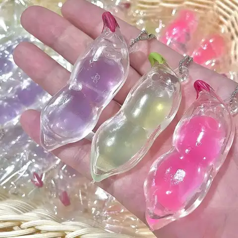 New Cute Simulation Bean Squeeze Toys Children Decompression Toys Keychain Pendant Pinch Music Fidget Toys squishy Toy Kids Toy