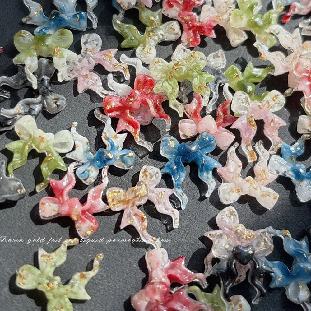 NEW 30pcs/bag Resin Ribbon Bow Rhinestone Multicolour Sweet Bowknot Design Nail Charm DIY Nail Art Decoration Accessories