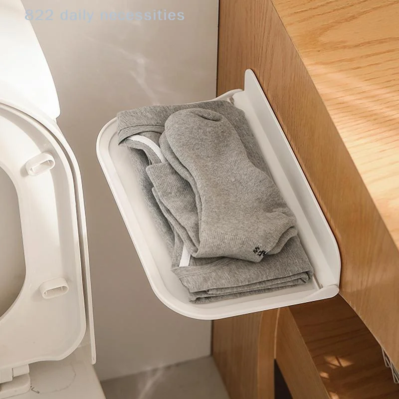 1/2Pcs Waterproof Wall Mounted Folding Storage Shelf No Drilling Installation For Bathroom Kitchen Storing Small Daily Items