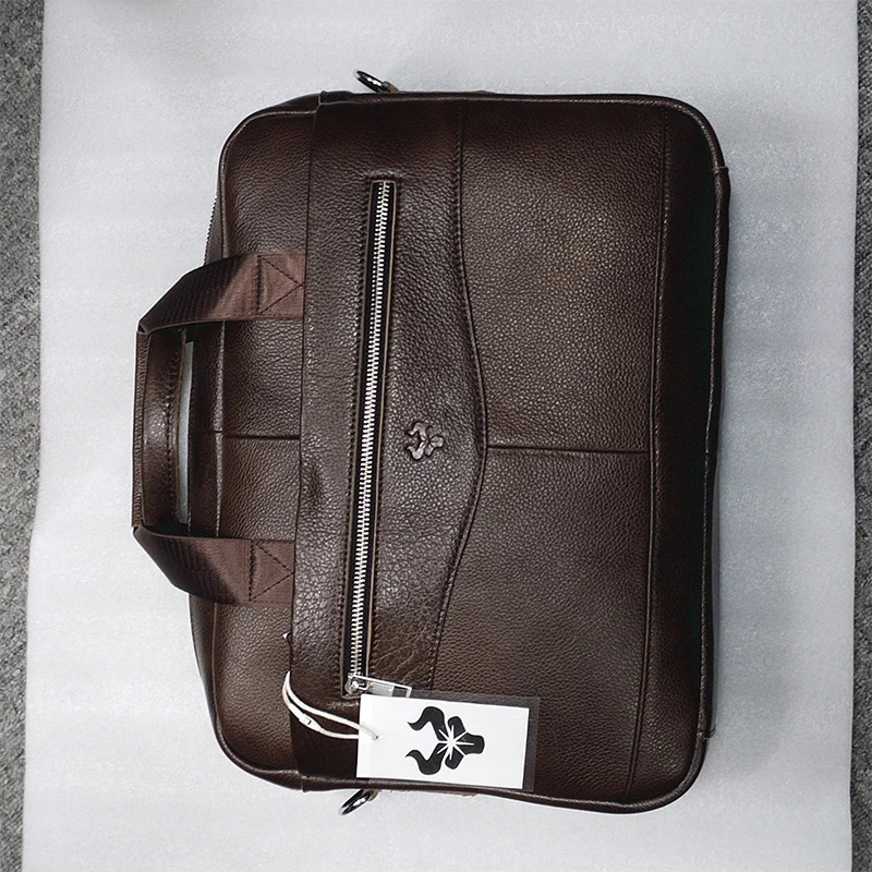 High Quality Genuine Leather Men Attache Case Business Briefcase Large 17