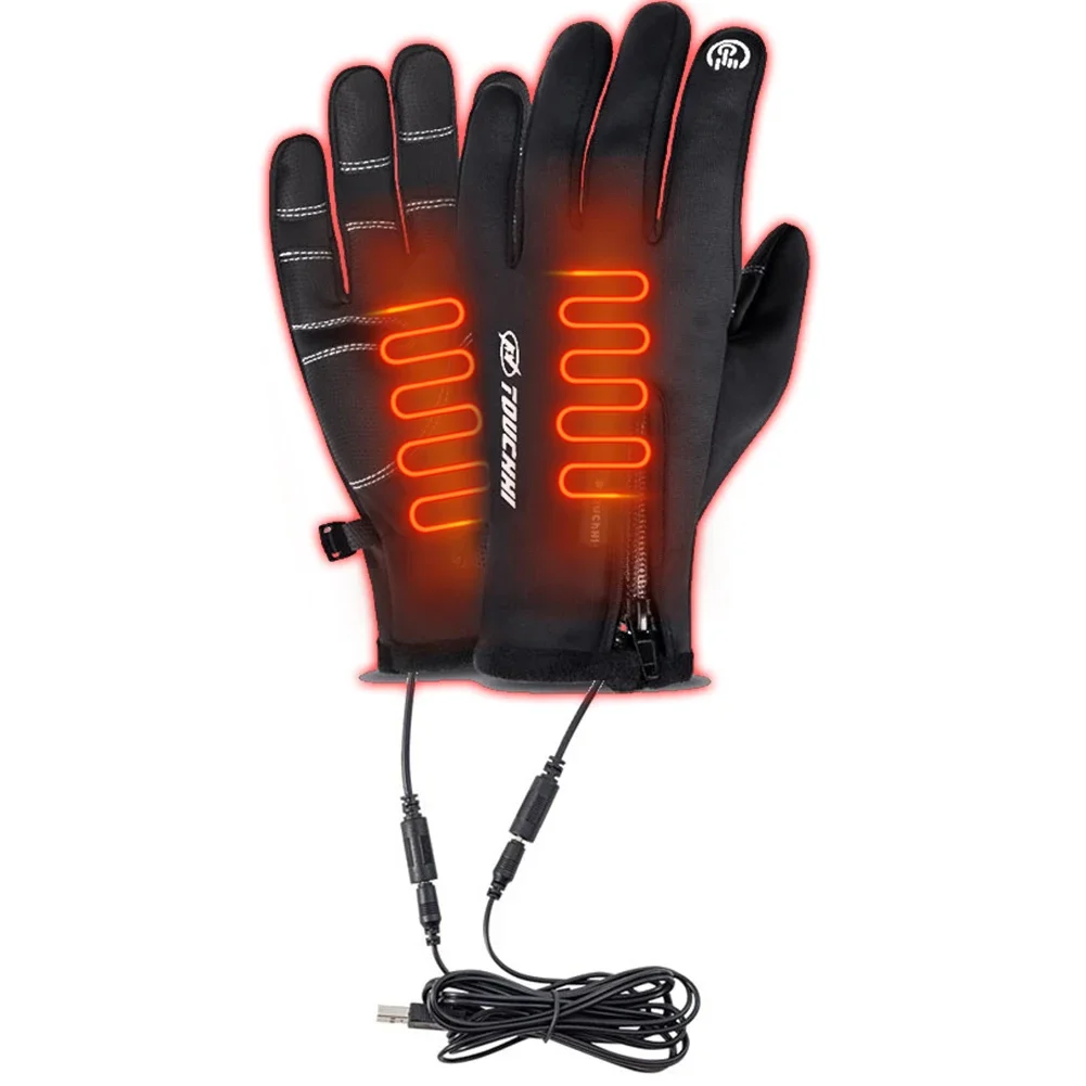 

USB Rechargeable Electric Heated Hand Warmer Touch Screen Gloves Heated Motorcycle Gloves Windproof Heated Gloves for Women Men