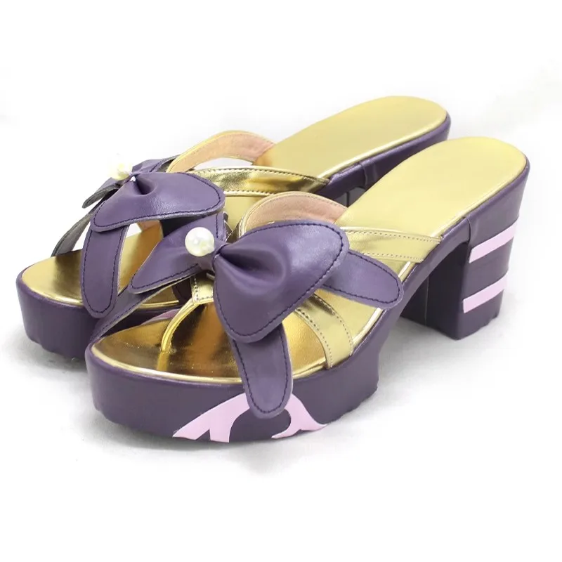 Genshin-zapatos de Cosplay de Sangonomiya Kokomi para mujer y niña, pajarita, disfraz de fiesta de cuero PU, zapatos Sangonomiya para Halloween, verano