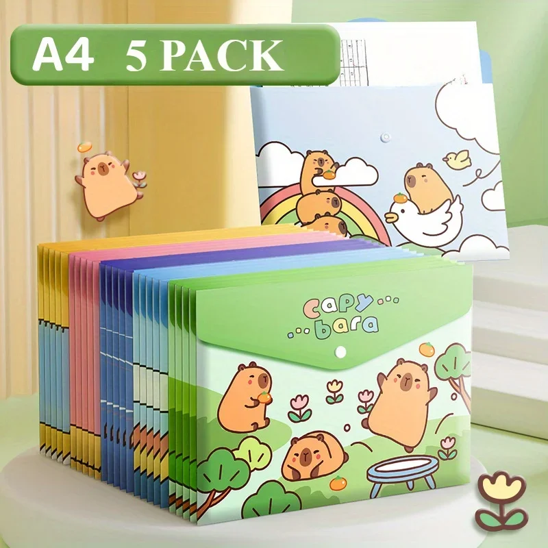 5PCS A4 File Bags, Information Bags, Large Capacity, According To The Deduction File Bag, Multi-function Folder Storage Bag