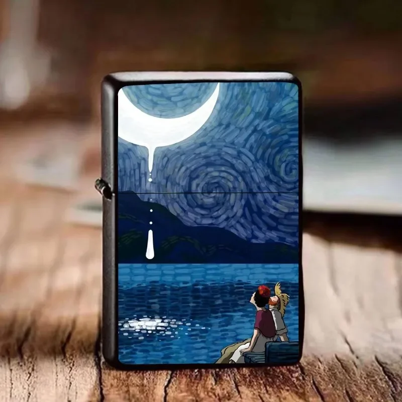 2027 Metal Creative Personalized Oil Painting Painted Kerosiene Grinding Wheel Windproof Lighter Various Patterns Holiday Gifts