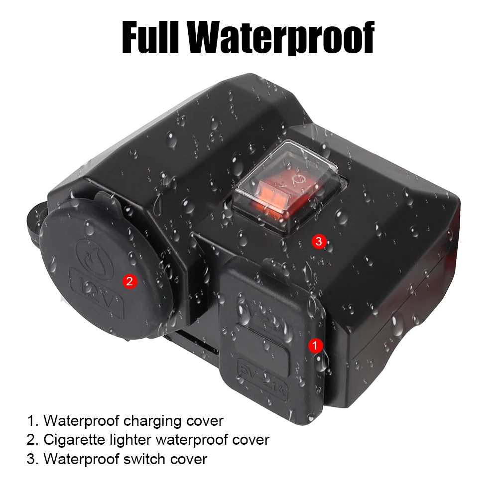 

Digital Display 5V 2.1A Adapter Power Supply Motorcycle Handlebar Charger for Phone Dual USB Port Cigarette Lighter Socket