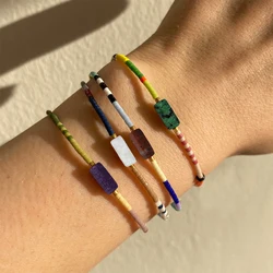 KKBEAD minimalistyczna bransoletka Miyuki Boho delikatnych szklanych nasion biżuteria kamienne bransoletki dla kobiet mężczyzn w stylu Vintage Pulseras Femme