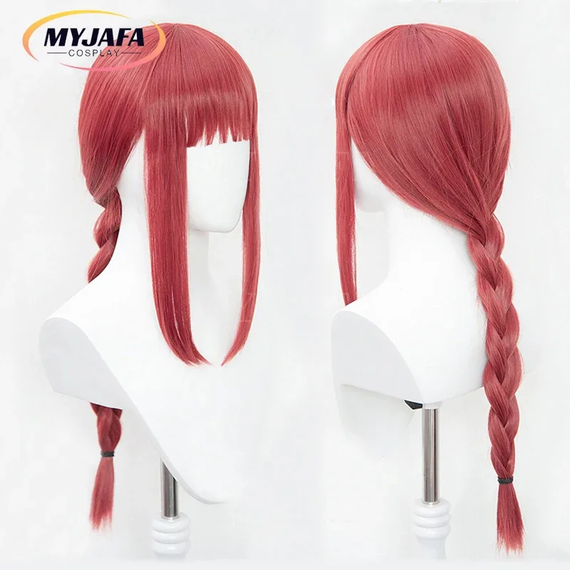 2025 yiyiHigh جودة ماكيما شعر مستعار أنيمي بالمنشار رجل تأثيري طويل المرجان الوردي مضفر مقاومة للحرارة الشعر دور اللعب الباروكات +