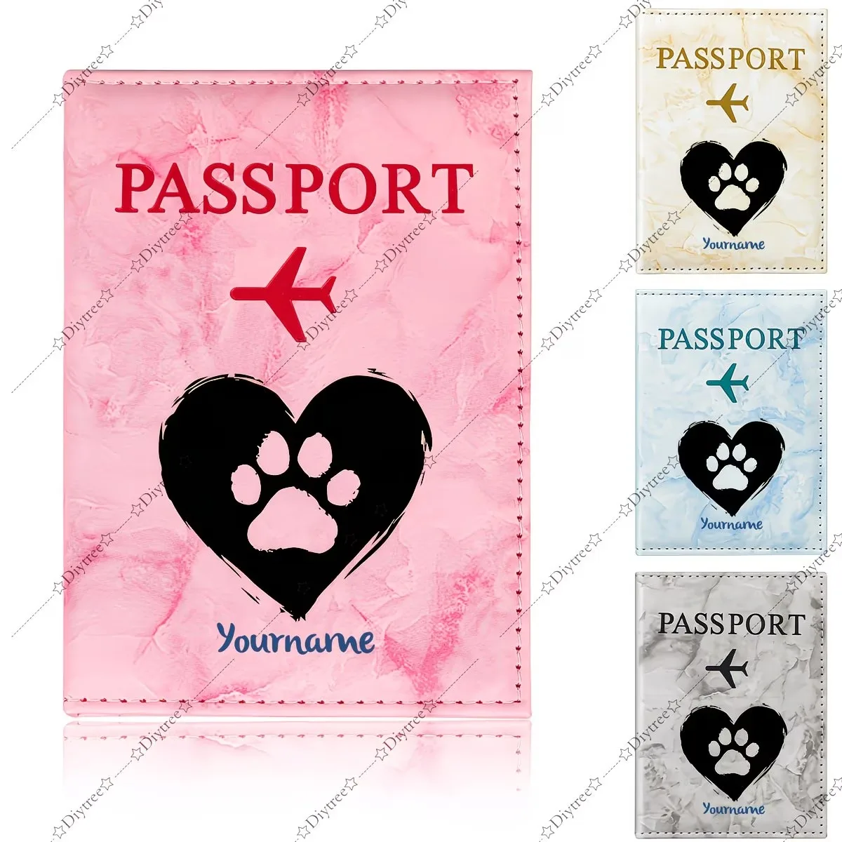 Custom Heart And Paw Print Pet Passport Cover | Easy And Stylish Design For Travel And Everyday Use, Ideal For Animal Lovers