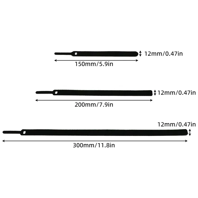 Organizer przewodów odpinane opaski kablowe czarne 12x15/20/30cm nylonowe paski z haczykiem pętla Wrap Zip pakiet bandażowy opaska z tworzywa
