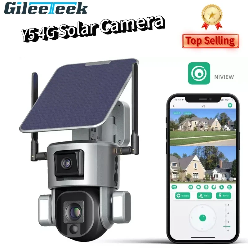 

Y5 Solar Dual Camera Solar Dual Linkage Dual Lens camera Solar and PTZ Linkage Camera 8MP Wireless 4G Outdoor IP66 Waterproof