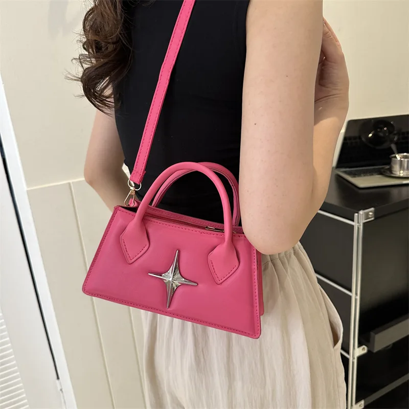 Bolso de hombro pequeño de cuero PU para mujer, bolsos cruzados cuadrados, retales de Metal, bolsos de diseñador de tendencia, monederos de moda