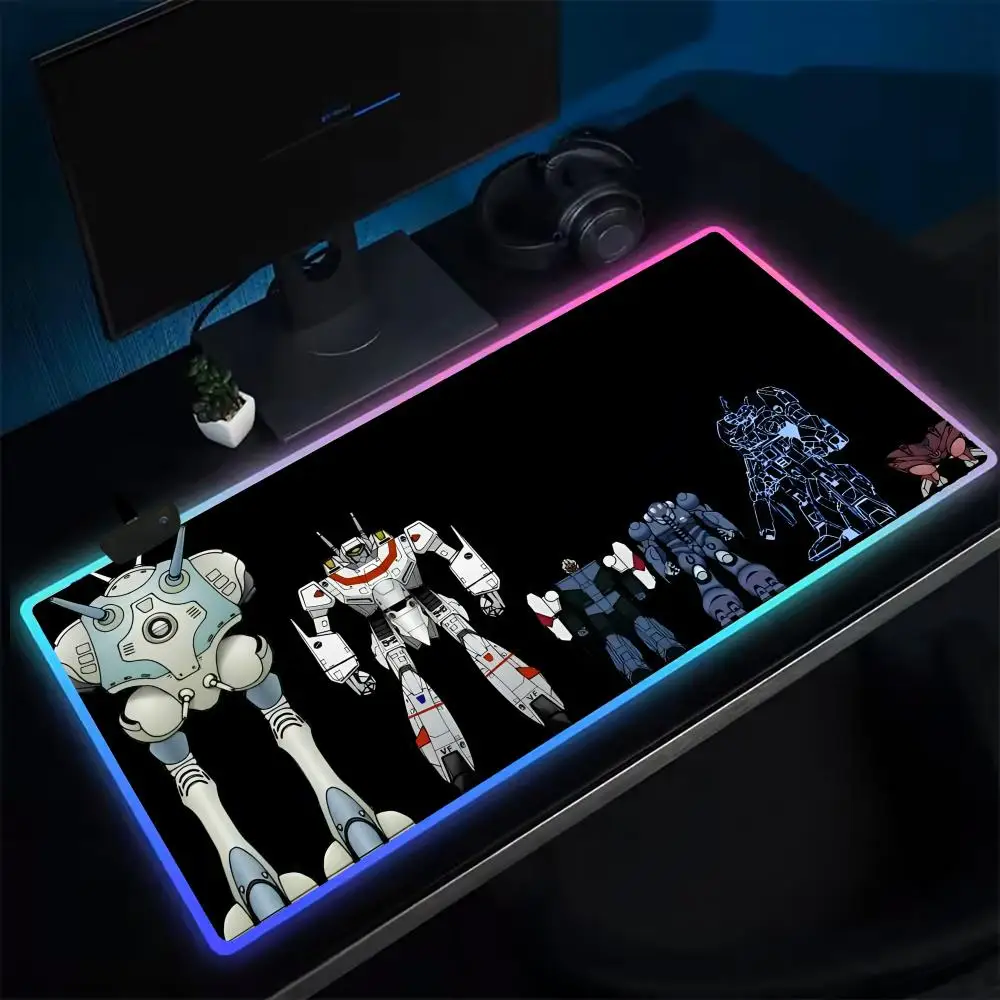 Anime Robotech Mouse Pad Anime Gaming Mouse Pad LED Table Pads Backlit Rubber Desktop XXL Mousepad RGB Desk Mats