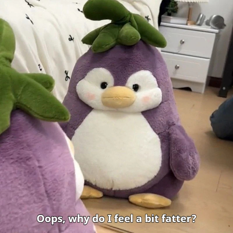 

Милый баклажан, пингвин, плюшевая игрушка, мягкая подушка для объятий, кавайная мягкая кукла, подарок для сна, подарок для девочек, декор для детской комнаты