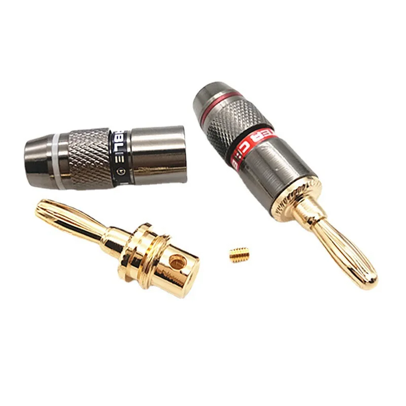 Fiche banane 24K en cuivre pur plaqué or 4mm, 8 pièces, adaptateur de haut-parleur Monster, connecteurs Audio