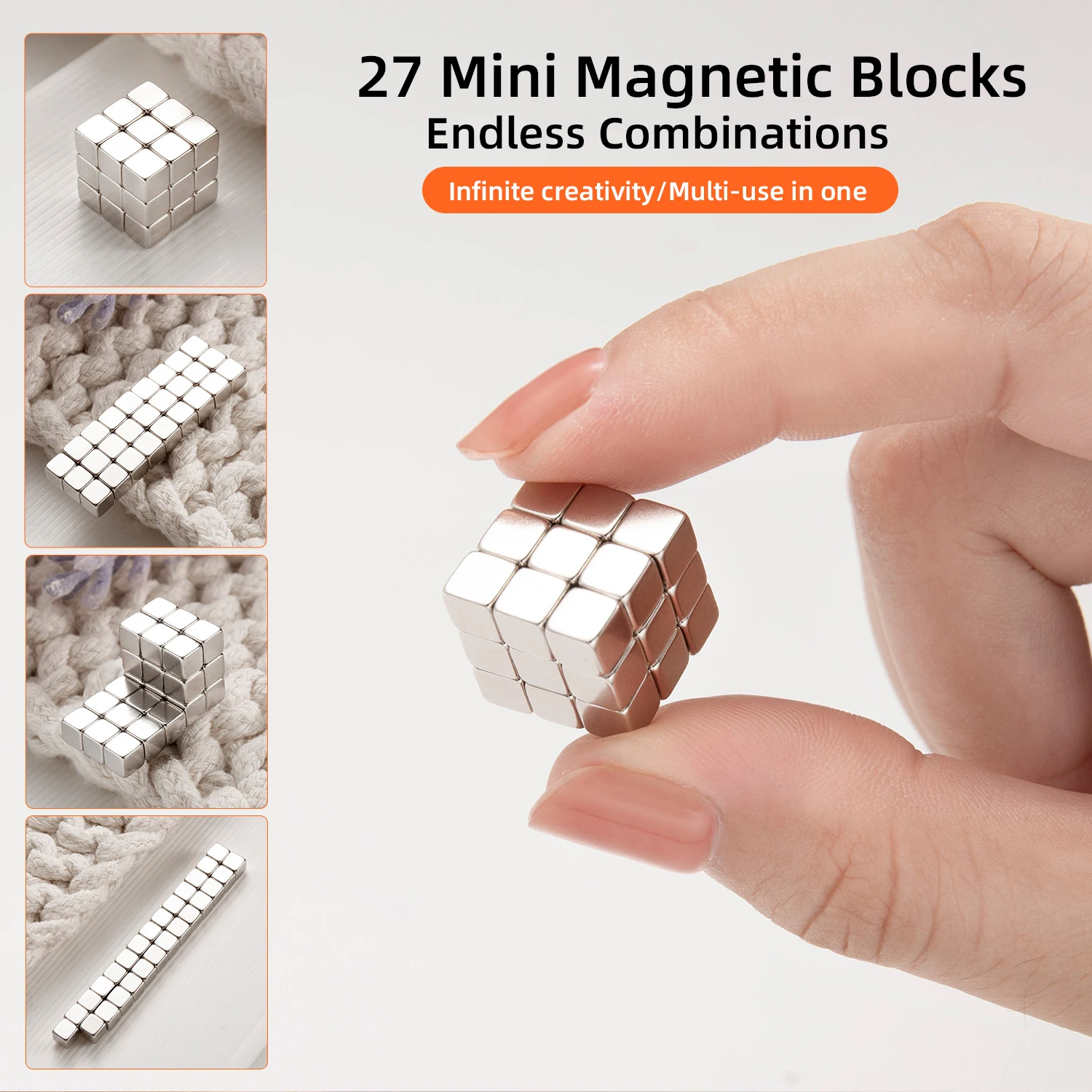 27 pçs blocos magnéticos diy kit de manicure multi-funcional cubo magnético de unhas para impressionantes efeitos de olho de gato tabuleiro de xadrez reconfigurável