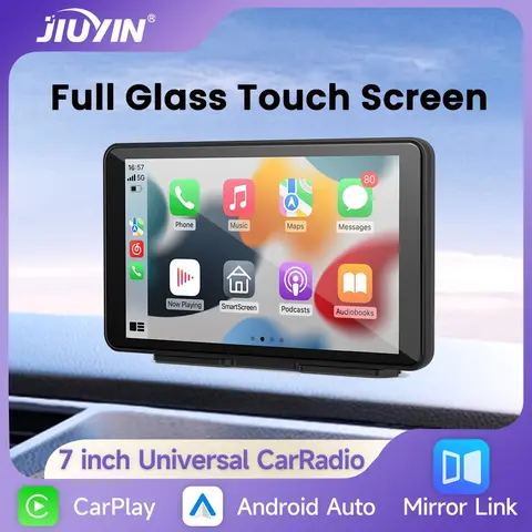 JIUYIN 7 인치 범용 자동차 라디오 멀티미디어 비디오 플레이어 무선 CarPlay 안드로이드 자동 GPS 네비게이션 터치 스크린 블루투스