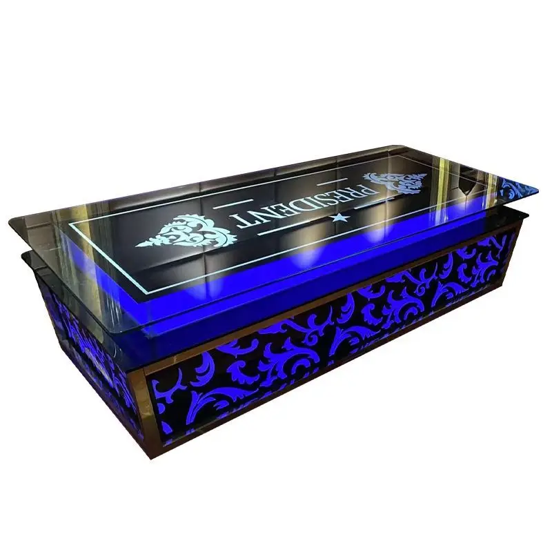 

KTV bar clear bar night club box tempered glass stainless steel luminous coffee table table