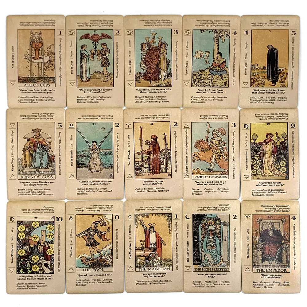 Carte dei tarocchi di vendita calda A 78 pezzi Carte Fortune Telling Divination Gioco da tavolo Parola chiave Mazzo anticato, Giochi di festa Regali di Capodanno