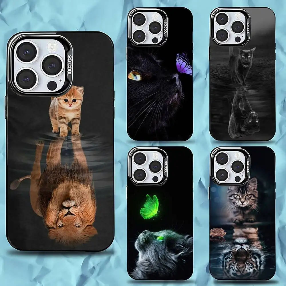 

Cool Animal Big Cat Phone Case For iPhone 16,15,14,13,12,11,Pro,Max,Plus,Mini,XS,SE Anti Fall Black Matte Hard Bumper