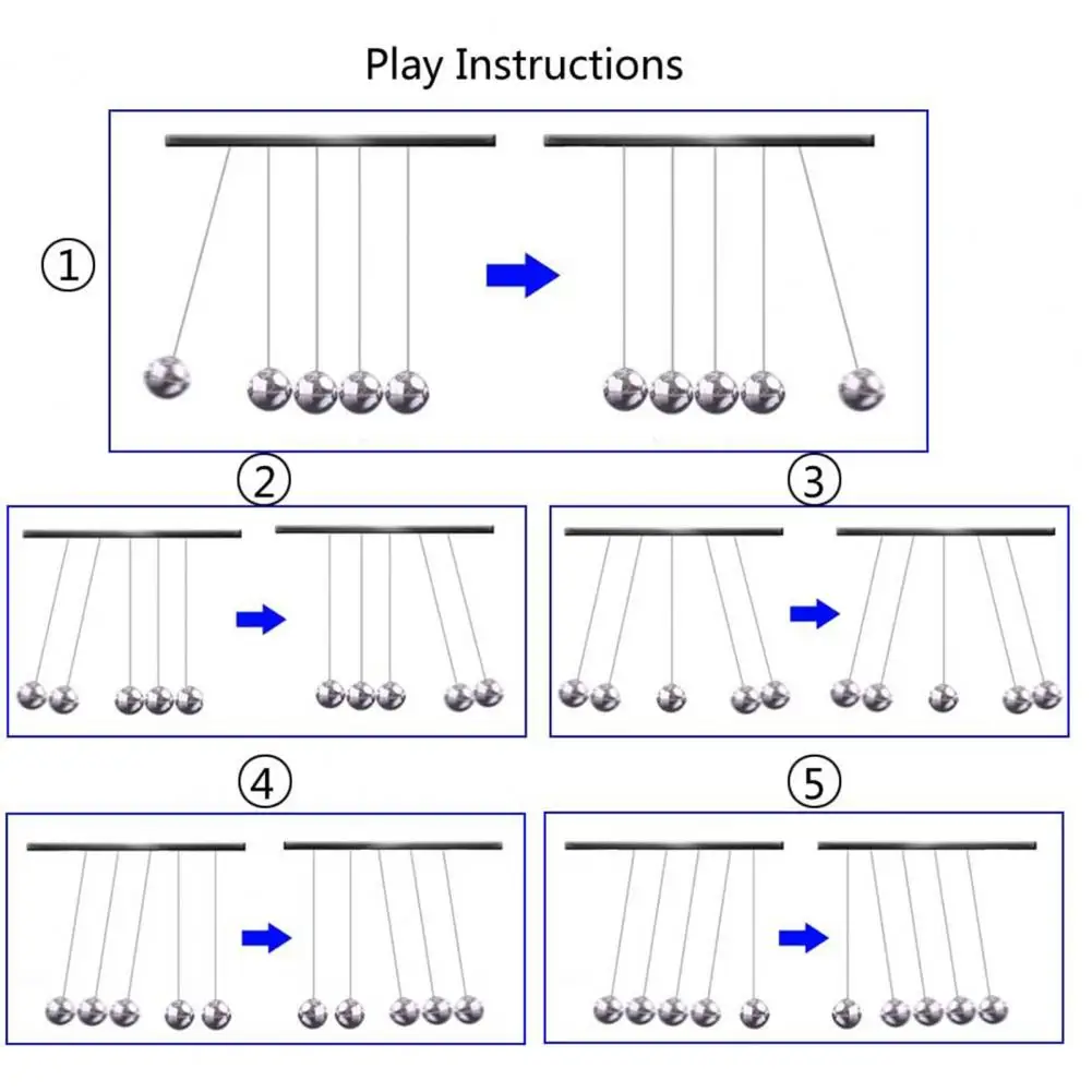 Home Decor Newton\'s Cradle Metal Pendulum Educational Physics Toy Kinetic Energy Office Stress Reliever Ornament