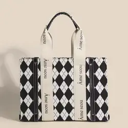 Bag houndstooth tote bag 2023 new portable large-capacity A4 class bag commuter Messenger bags for women