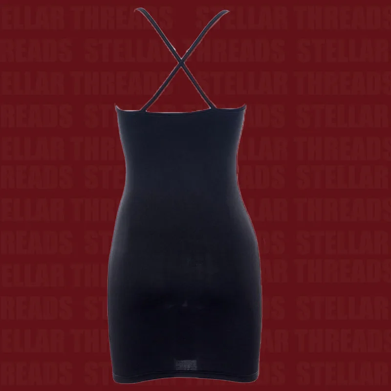 놀랍게도 Chic Black Bodycon 미니 원피스: 눈부신 Crisscross 스트랩 및 섬세한 하트 모티프 컷 아웃 세부 사항