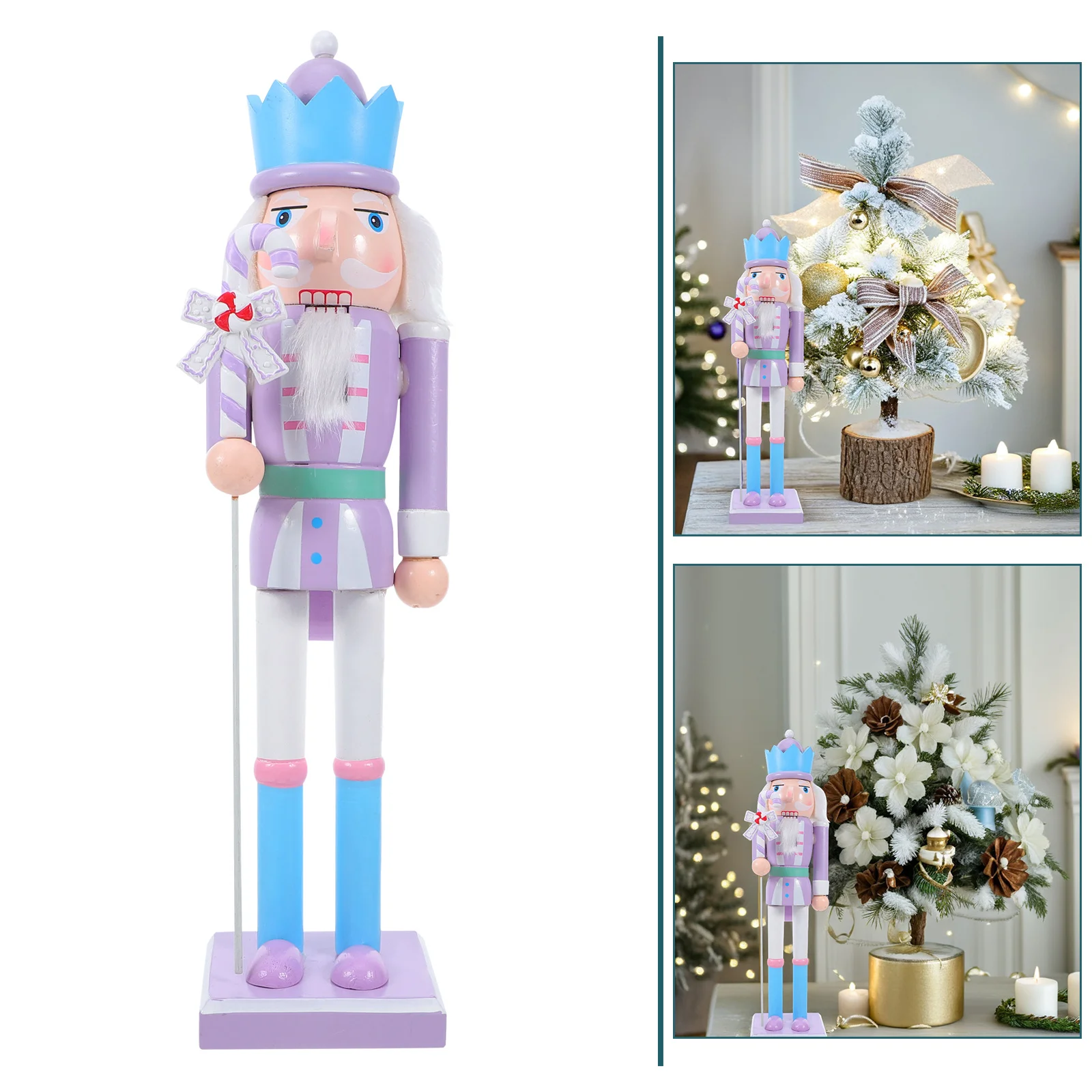 

38 Cm Wooden Nutcracker Purple Christmas Decoration For Table Window Display Holiday Party Decor Wood Xmas Nutcrackers Festive