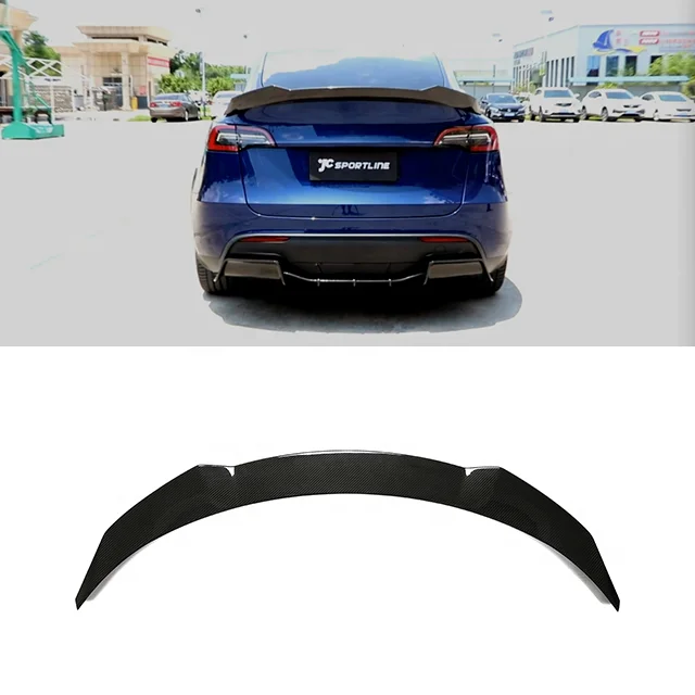 Dry Carbon Fiber Rear Trunk Spoiler Wing Fits For Tesla Model Y Sport Utility 4-Door 2019-2021