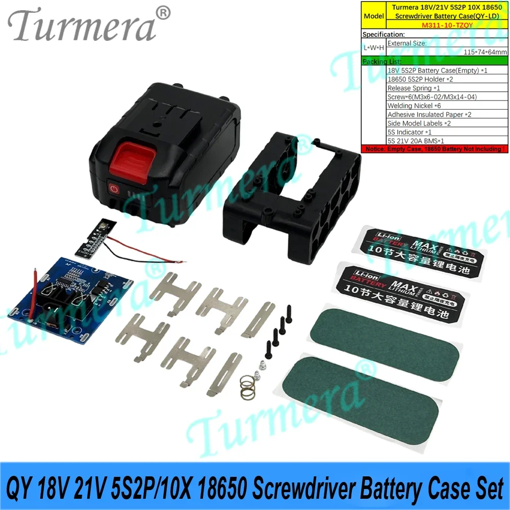 caixa-de-bateria-para-parafusadeira-18v-21v-suporte-para-5-ou-10-celulas-18650-com-bms-5s-20a-e-niquel-para-solda-para-substituicao-em-furadeira-eletrica-turmera