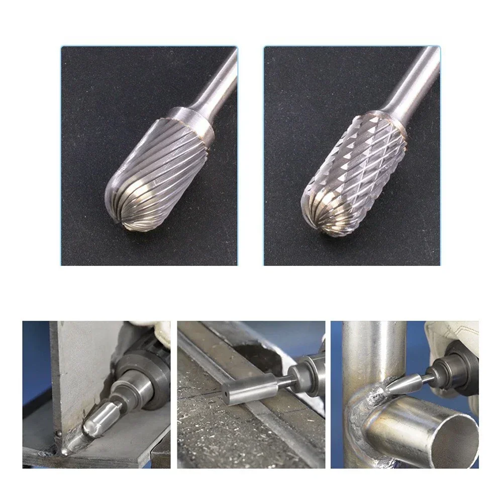 1 Máy Tính Dài Thêm Xoay Tiếng Sột Soạt Các Tập Tin Burr Hợp Kim Vonfram Khắc Xay Cắt Mũi Khoan Đôi Cắt Sáo Cho Kim Loại Wook 3*6*100Mm
