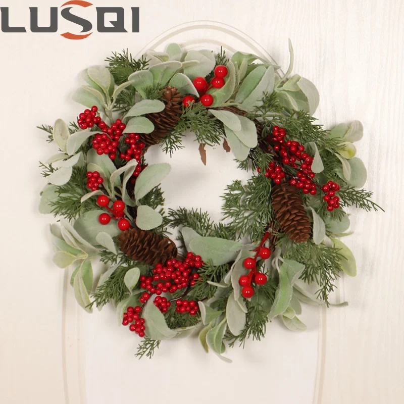 

LUSQI Christmas Artificial Red Berry Universal Wreath Window Display Living Room Scene Decoration Holiday Atmosphere Decor
