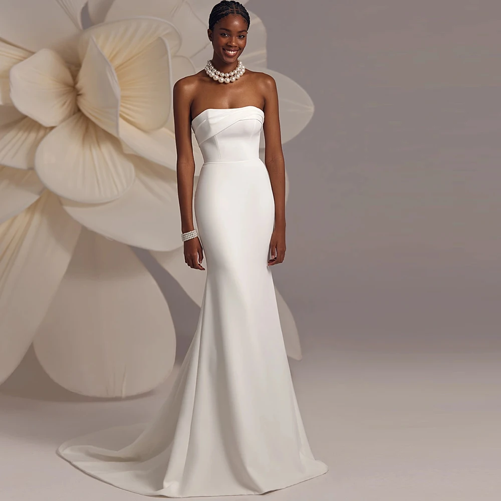 2025 New Morden Spaghetti Strap Wedding Dresses For Woman Lvory Simple Sheath Mermaid Bridal Gowns 2024 New Vestido De Novia