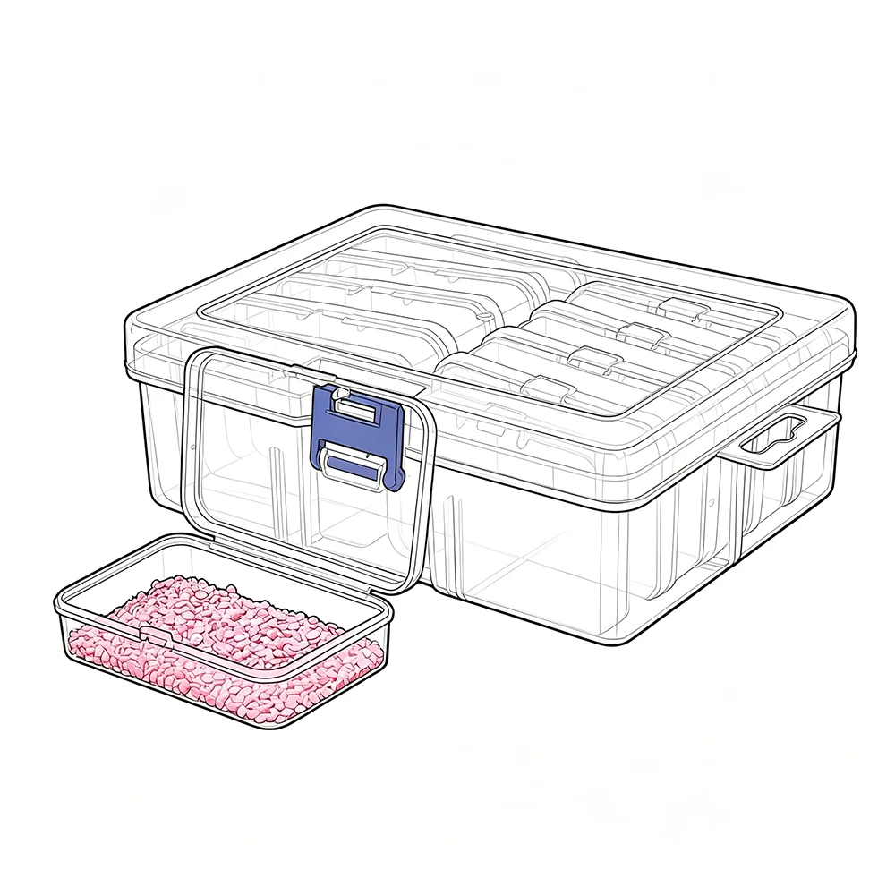 10/19/24/30 Grids 1 Set DIY Beading Diamond Paint Crafts Transparent Plastic Storage Box, Art Embroidery Rectangular Describe