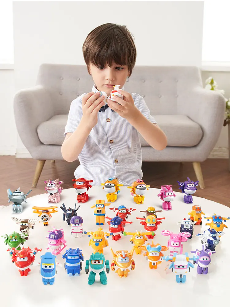 Super Wings Mini Traver 2 pouces, transforme robot en avion en 3 étapes, figurines d'action, jouets d'anime transformables pour enfants