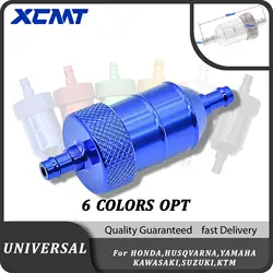 8mm CNC Aluminum Alloy Glass Motorcycle Gas Fuel Gasoline Oil Filter Moto Accessories For ATV Enduro Dirt Pit Bike MX Motocross