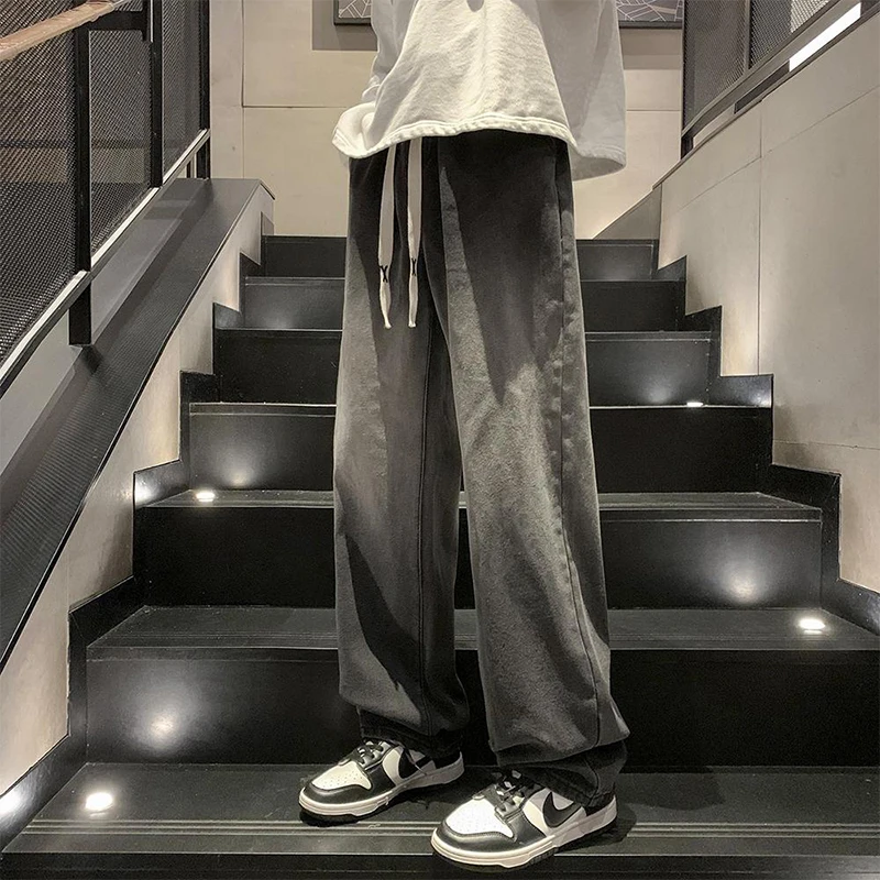 

Модные американские ретро-джинсы с градиентным эффектом для мужчин, прямые брюки на шнурке в уличном стиле, повседневные брюки, осенняя коллекция, модный бренд