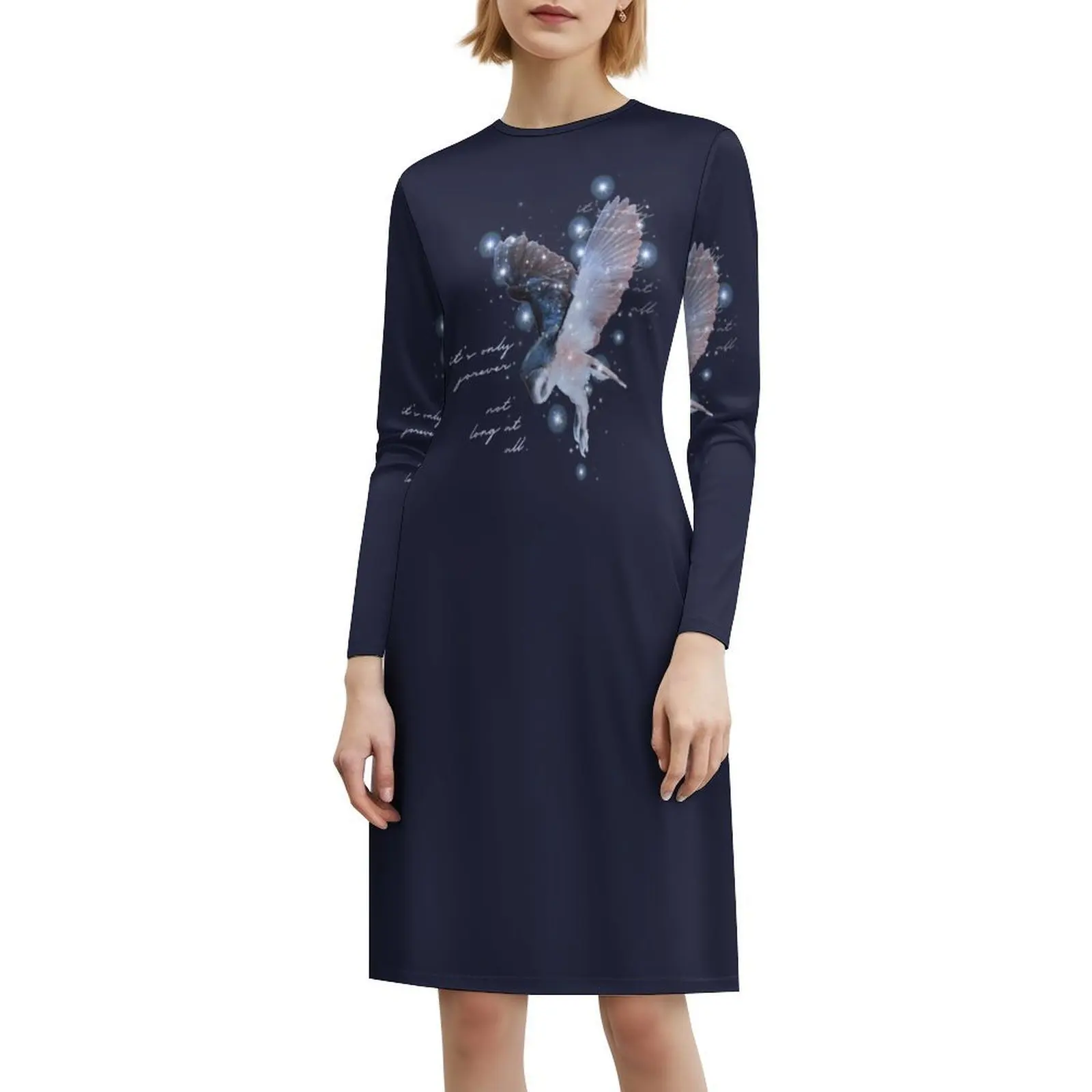 فستان حفلات أنيق للنساء من It's Only Forever فستان على شكل حرف A مع خيارات قصيرة/طويلة/بدون أكمام على شكل بومة الطيور وبومة الحظيرة ونجمة Galaxy Star #6