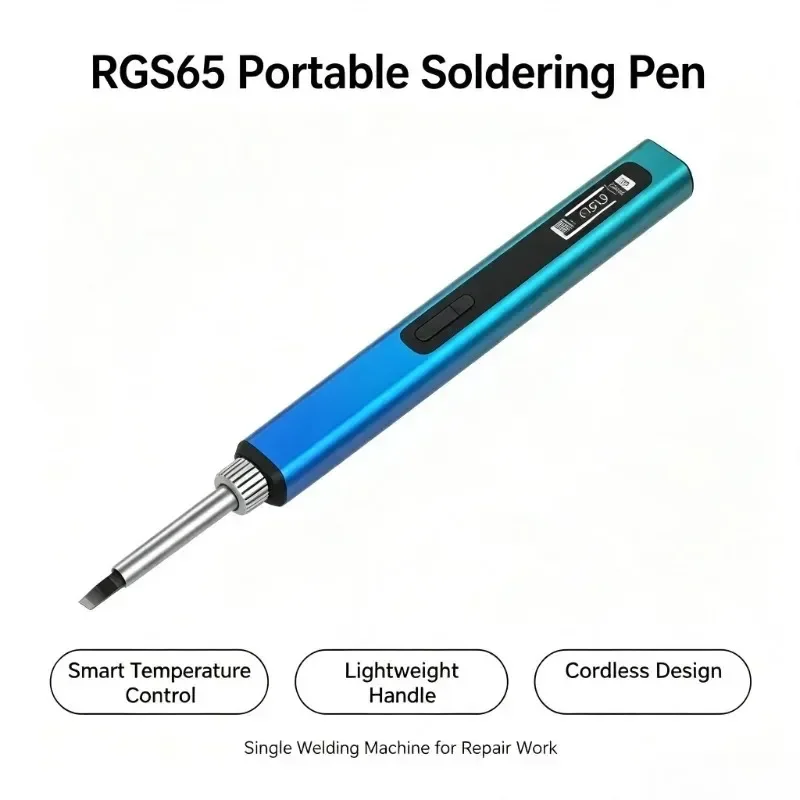 Rongguang Smart Portable Soldering Iron Single Unit 65W USB Rechargeable Cordless Soldering Pen with Digital Temperature RGS65