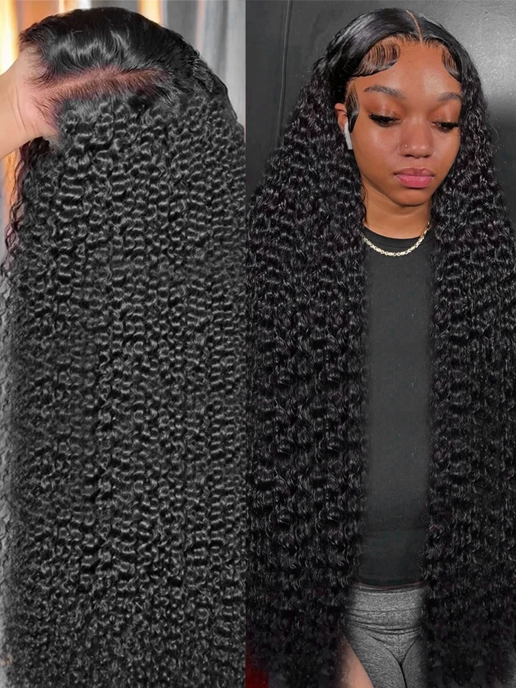 40 بوصة موجة عميقة شعر مستعار أمامي شعر الإنسان 100 أسود مجعد أمامي الدانتيل موجة المياه 13X6 Hd الدانتيل الجبهة كامل 360 شعر مستعار دانتيل شعر مستعار أنثى