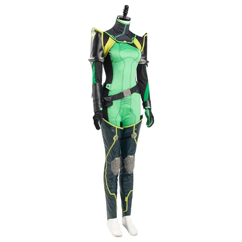 Jogo Valorant Viper Cosplay Traje para Mulheres, Macacão, Jaqueta, Calças, Luvas, Máscara, Conjunto Completo, Roupas de Halloween, Trajes de Carnaval