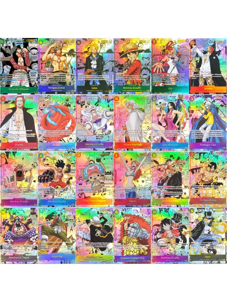 28 Stile DIY ONE PIECE KARTEN-Spiel Luffy Sanji ACE Zoro Shanks Nami Teach Sabo Manga Alt Art SEC Englische Sammlung Anime-Karten