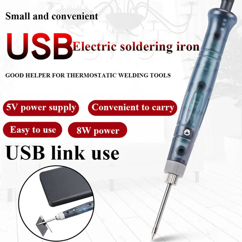 USB Electric Soldering Iron Set 5V Portable Integrated Heating Core Mini Home Repair Student Outdoor Power Bank Tin Welding Pen