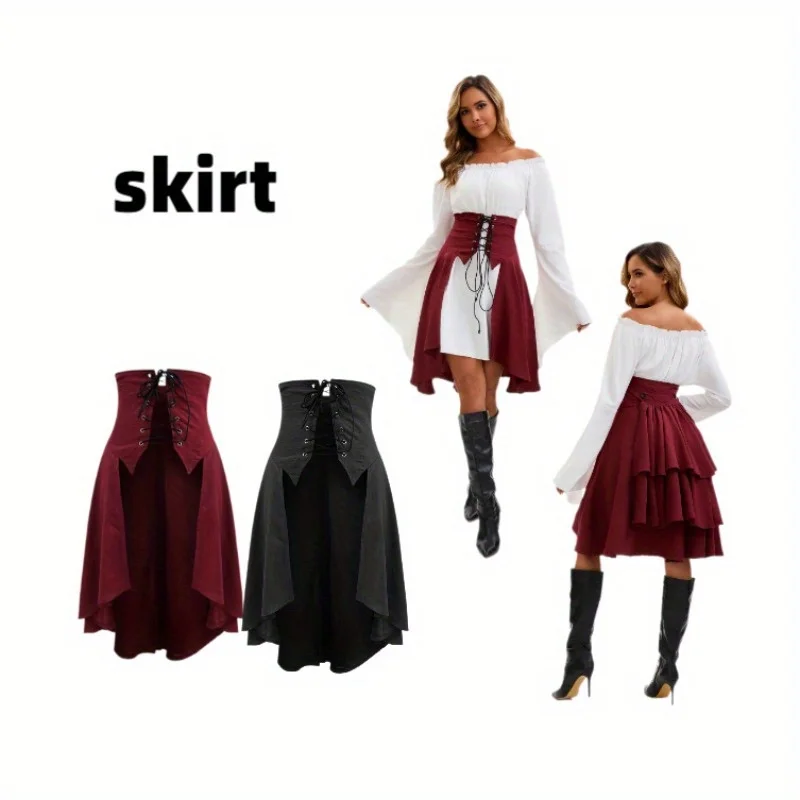 

Средневековая рубашка с длинным рукавом в стиле Ренессанс, корсет, топ, пиратская рубашка, женский сценический костюм