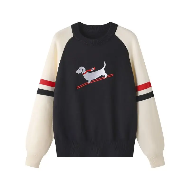 자수 강아지 2024 Autumn Women's Golf Wear Luxury Brand Golf Sweater Fashion Embroidery Dog Top Korean Women's Windproof Golf Knitted