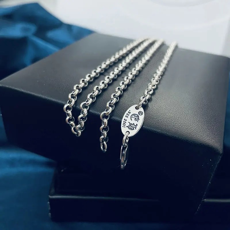 قلادة من الفضة الإسترليني S925 للرجال سلسلة متطابقة على شكل دائرة فاسق سترة سلسلة نسائية عصرية متقاطعة