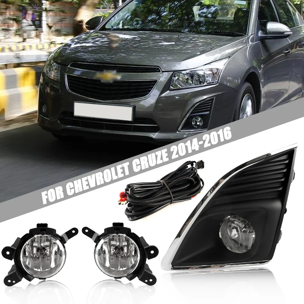 Front Bumper Fog Lamp Upgrade FOR CHEVROLET CRUZE 2014 2015 2016 Version Additional Foglight Set Switch + Wiring