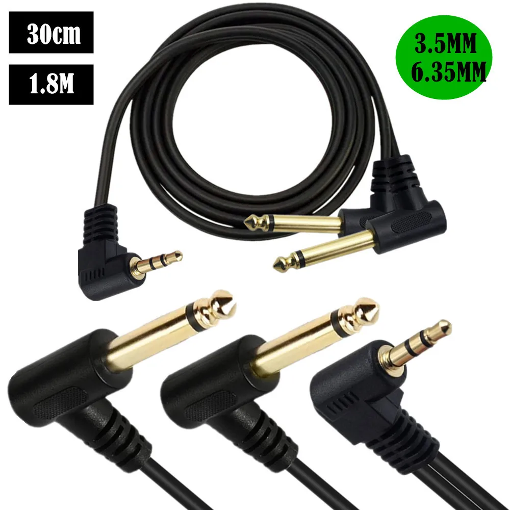 3.5mm 1/8 inch TRS Stereo male Jack to Dual 1/4 6.35mm Male Plug Mono TS Right Angle Audio Y Splitter Cable High Quality