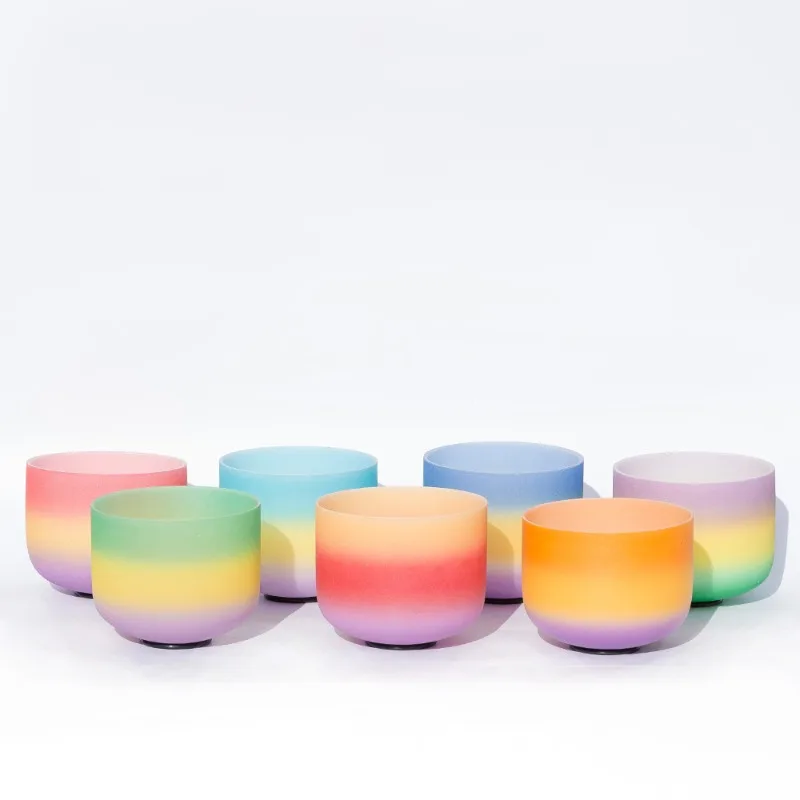 Rainbow Series Crystal Bowl Playing Instrument Yoga