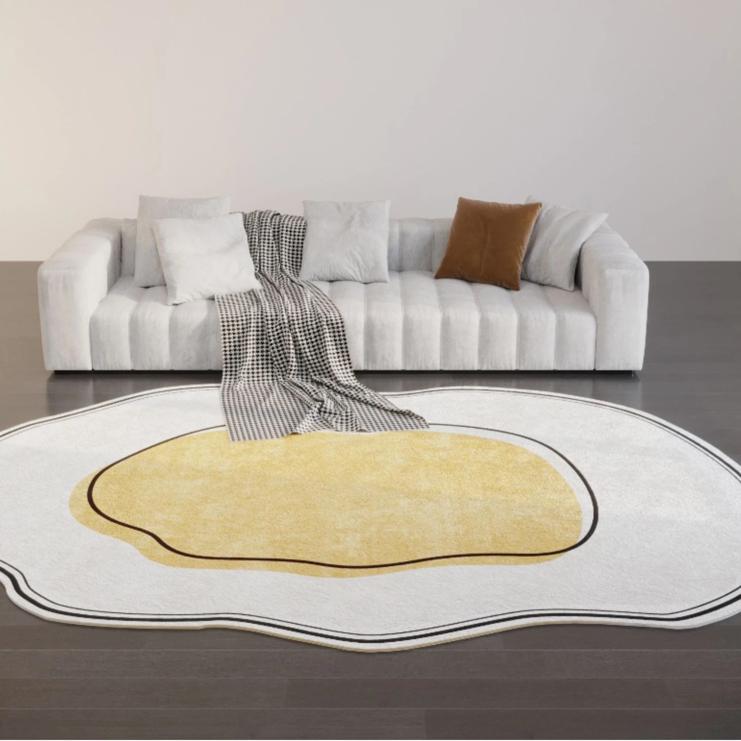 Shaped Irregular Plush Carpet Large Area Bedroom Decor Bedside Rug Nordic Style Carpets for Living Room Thick Washable Floor Mat